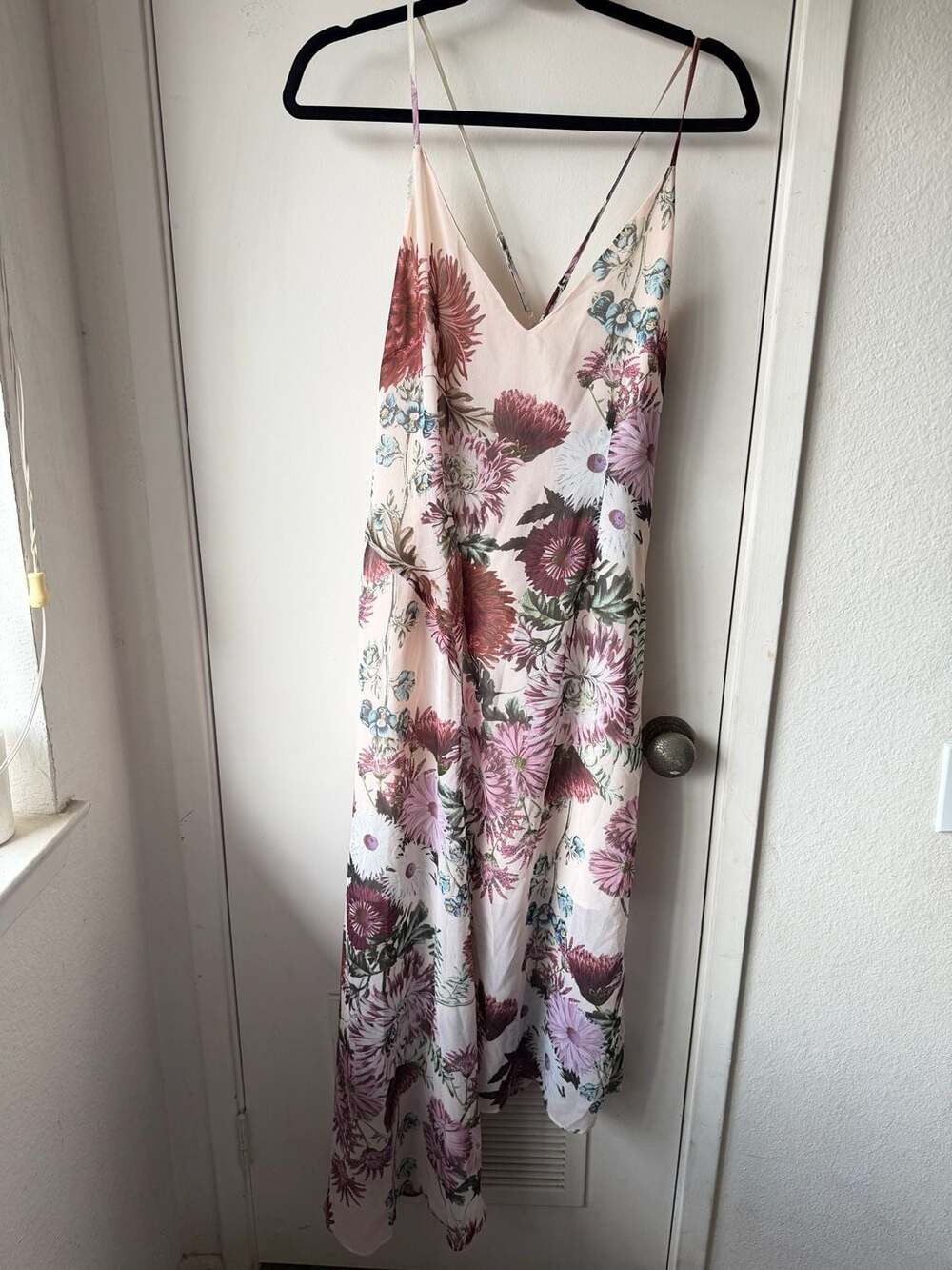 Keepsake Floral Midi Dress Size M Pink Chrysanthemum Print Slip